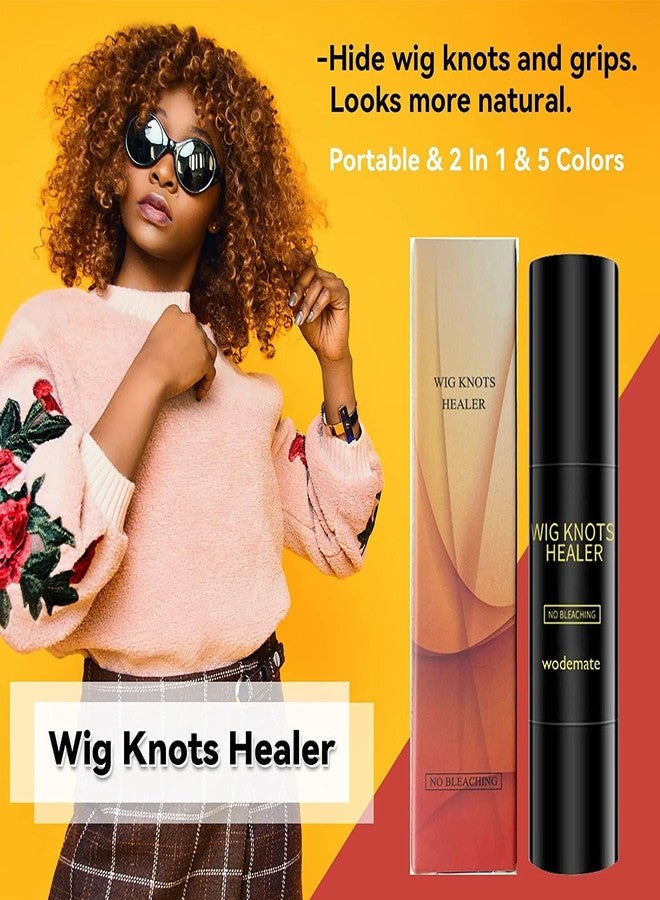 WodeMate Wig Knots Healer with Brush - Portable Sweat-proof Natural Hair Color Stick for Lace Frontal Wigs, Hairlines, and Parts, Dark Brown (04) - Image 2